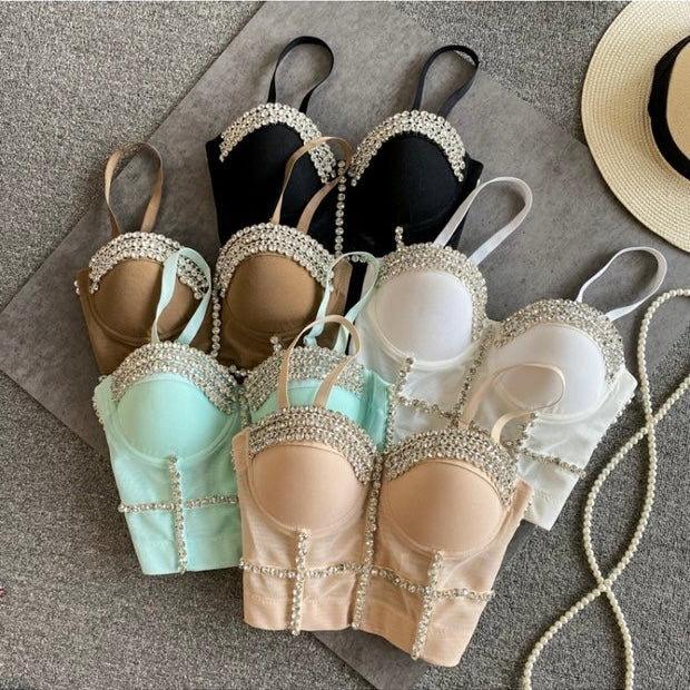 Luxe Crystal Embellished Bustier Tops